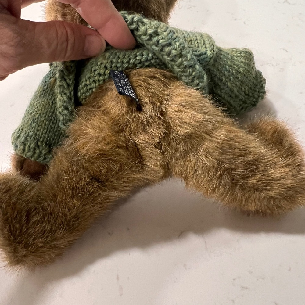 Vtg. Boyds Collection J.B. Bean Series Brown Plush Teddy Bear Green Sweater - Picture 3 of 9